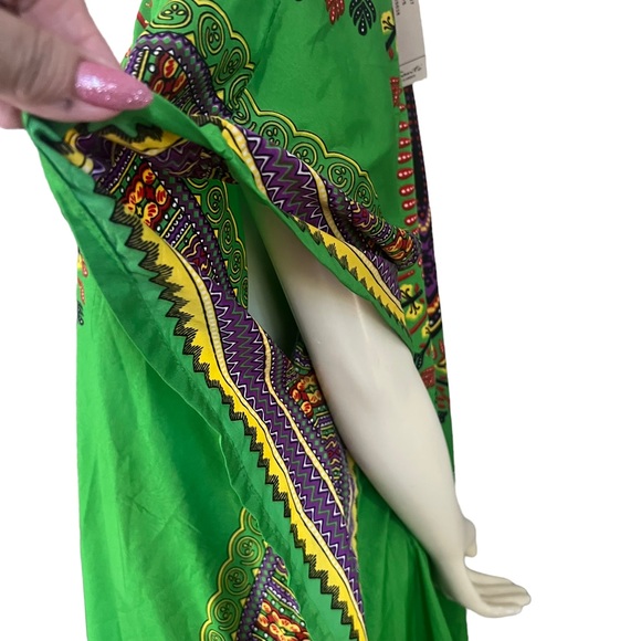 Sante Classics Green Purple Gold Dashiki Silky Sparkly Tunic Boho Coverup Top - Picture 5 of 16